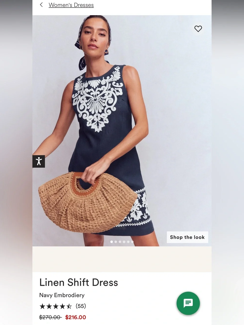 Boden Navy Dress with White Embroidered Swirls - Picture 1 of 6